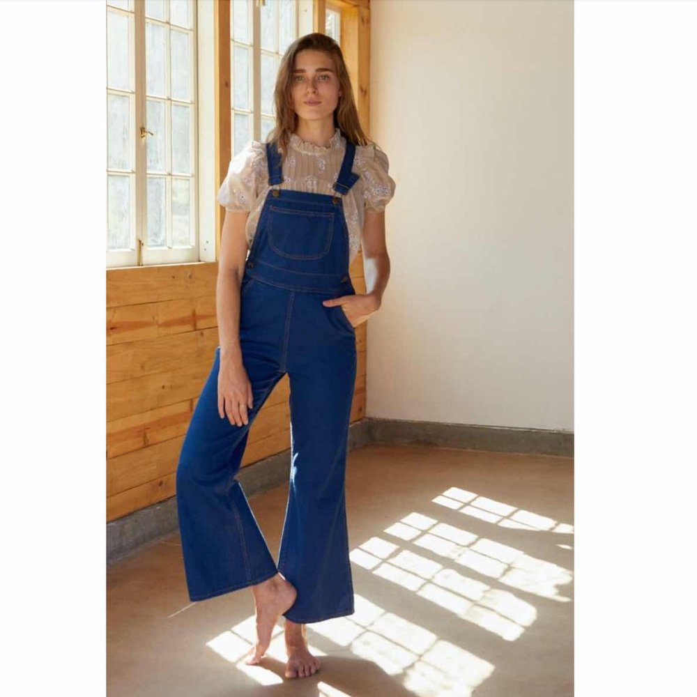 CHRISTY DAWN The Billy Overall Flared Leg Size 29 NWT Cobalt Blue Denim